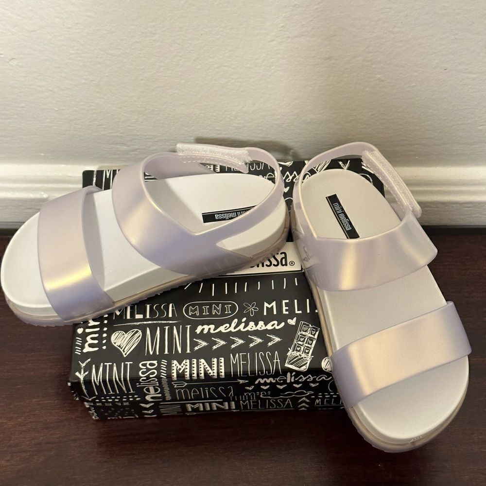 Mini Melissa Girls Glittery Cosmic comfy sandal size 10 in white new